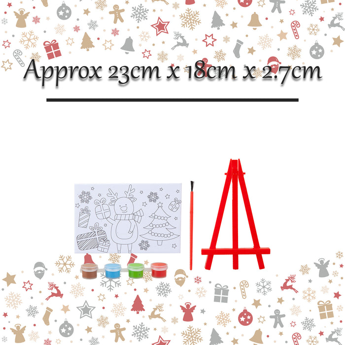 Christmas Painting Set Canvas On Easel 3 Varied Designs X 1 23x18x2.7cm White