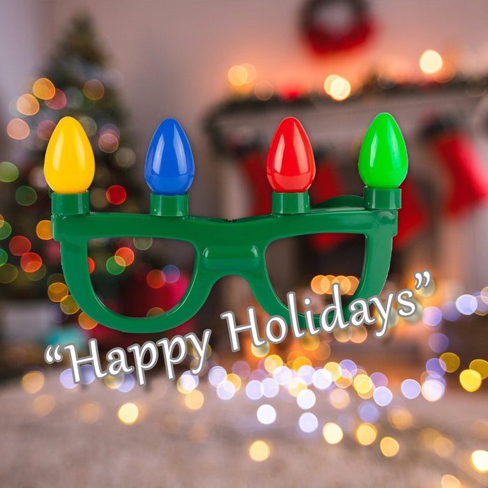 Christmas Party Glasses 4 Bulb Party Xmas Glasses X 1 15.8x15.3x2.5cm Green