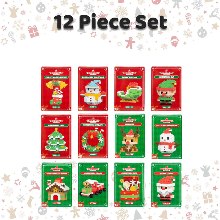 Christmas Building Blocks Toy Plush Gift 12 Piece Set Multicolour X 1