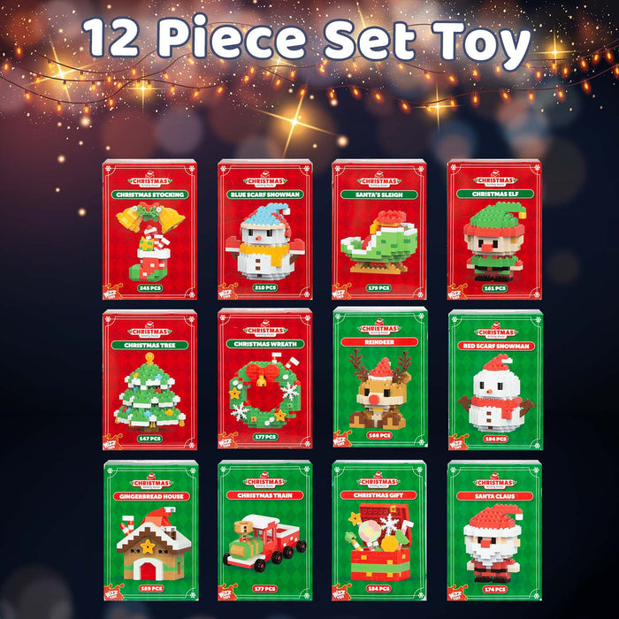 Christmas Building Blocks Toy Plush Gift 12 Piece Set Multicolour X 1