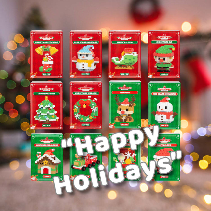 Christmas Building Blocks Toy Plush Gift 12 Piece Set Multicolour X 1
