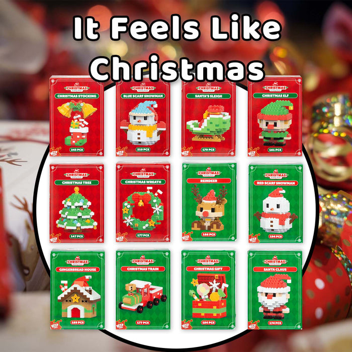 Christmas Building Blocks Toy Plush Gift 12 Piece Set Multicolour X 1