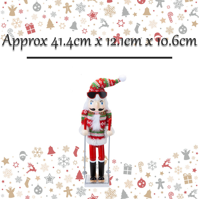 Nutcracker Skier Wooden Christmas Decoration X 1 41.4x12.1x10.6cm Candy 15 Inch