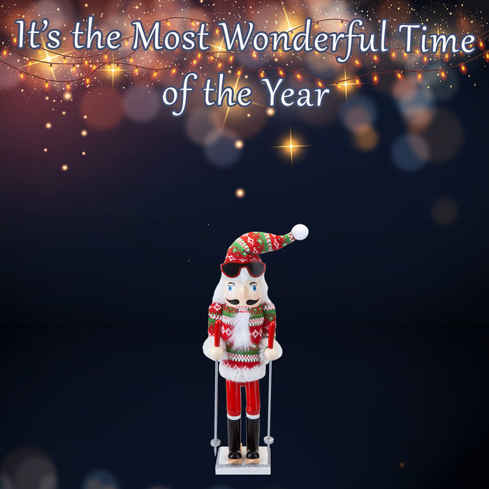 Nutcracker Skier Wooden Christmas Decoration X 1 41. 4x12. 1x10. 6cm