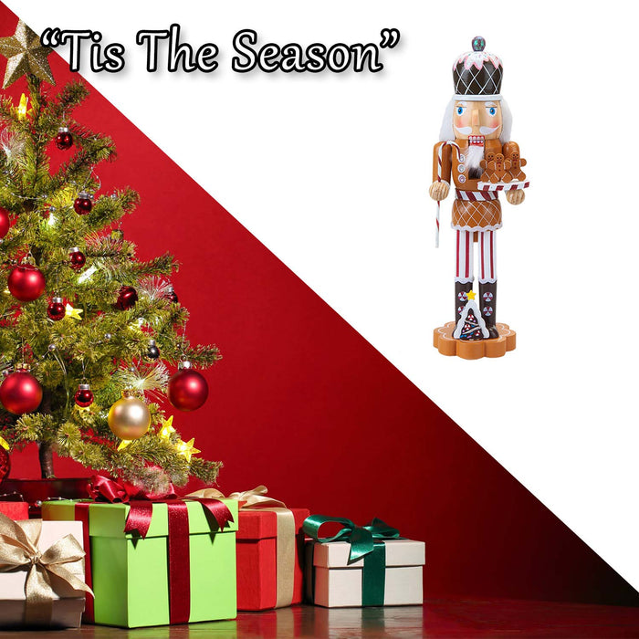 Nutcracker Wooden Gingerbread Christmas Decoration X 1 39x11.2x9.4cm 15 Inch