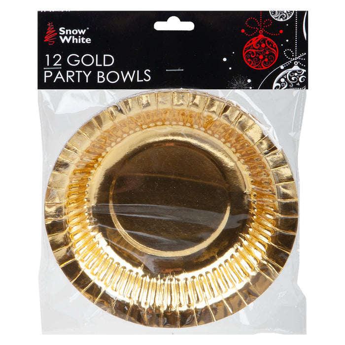 Gold Paper Bowls Christmas Accesory X 12 18cm Gold