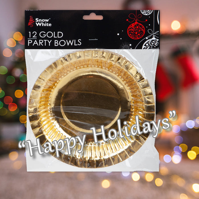 Gold Paper Bowls Christmas Accesory X 12 18cm Gold