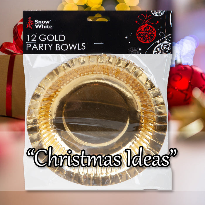 Gold Paper Bowls Christmas Accesory X 12 18cm Gold