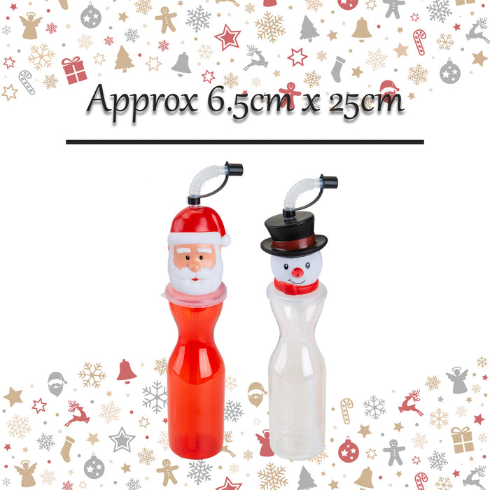 Christmas Bottle Santa Snowman Character 2 Varied Designs X 1 6.5x25cm