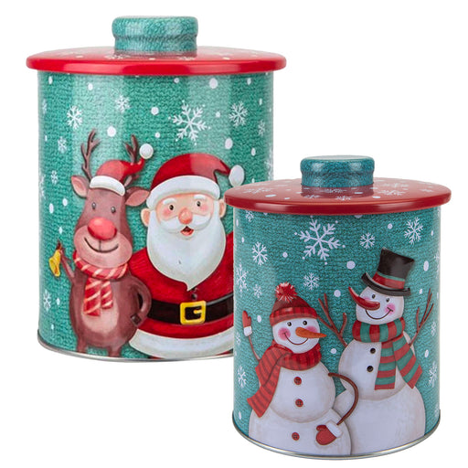 Christmas Biscuit Tin Xmas Themed Designs X Santa or Snowman