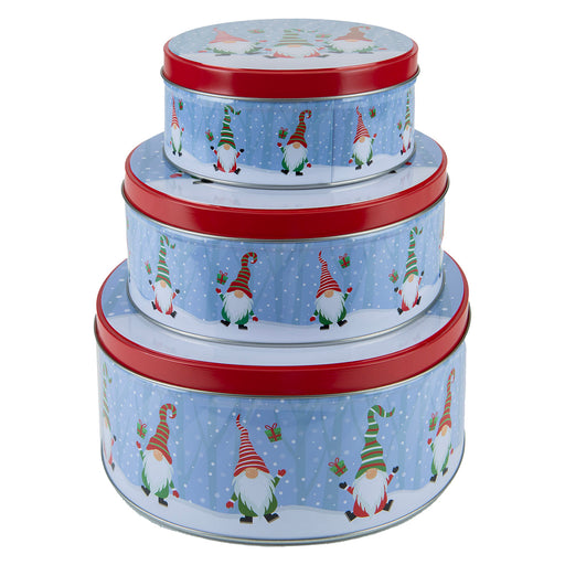 Christmas Storeage Tins Themed Designs X 1 Small 15cm-Medium 17cm-Large 19.8cm