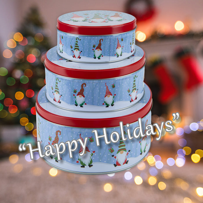 Christmas Storeage Tins Themed Designs X 1 Small 15cm-Medium 17cm-Large 19.8cm