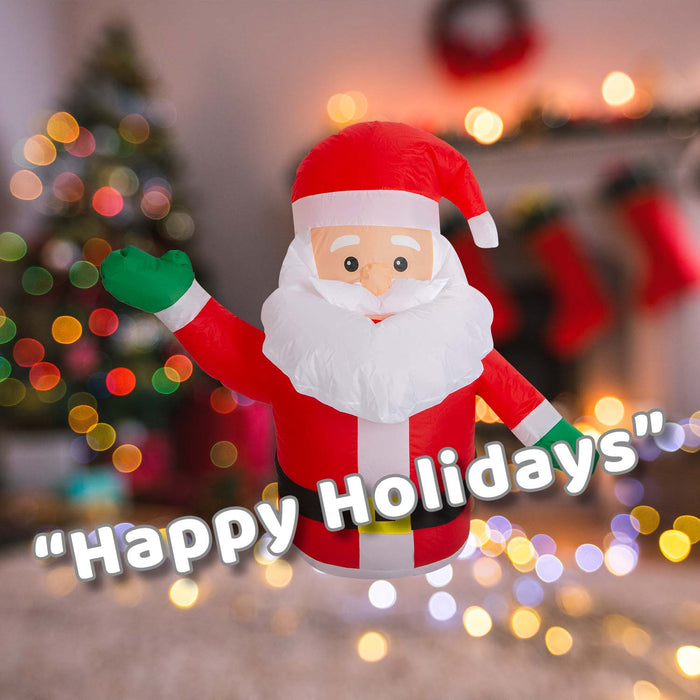 Christmas Santa Inflatable Outdoor Decoration 107cm x 105cm Red X 1