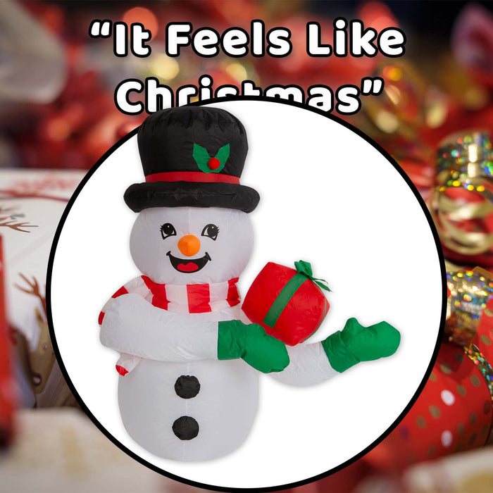 Christmas Snowman Inflatable Outdoor Decoration 107cm x 105cm White X 1