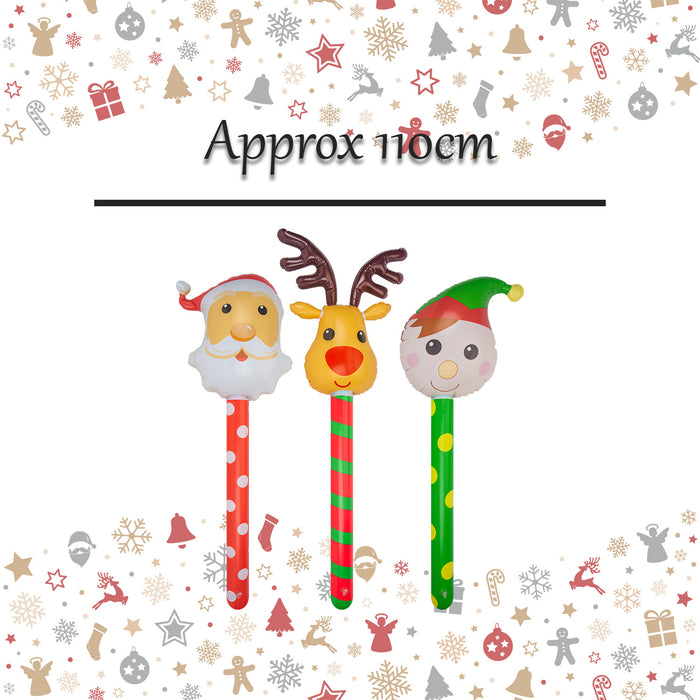 Christmas Inflatable Basher Stick 3 Varied Designs Reindeer,Santa,Elf