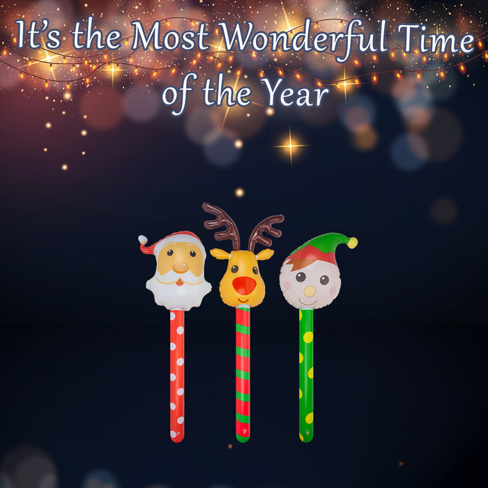 Christmas Inflatable Basher Stick 3 Varied Designs Reindeer,Santa,Elf