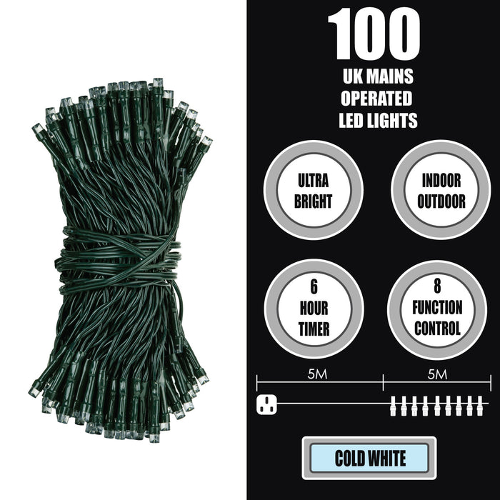 Christmas Lights 100 LED 5m Xmas Tree Lights - Fairy Lights Cool White