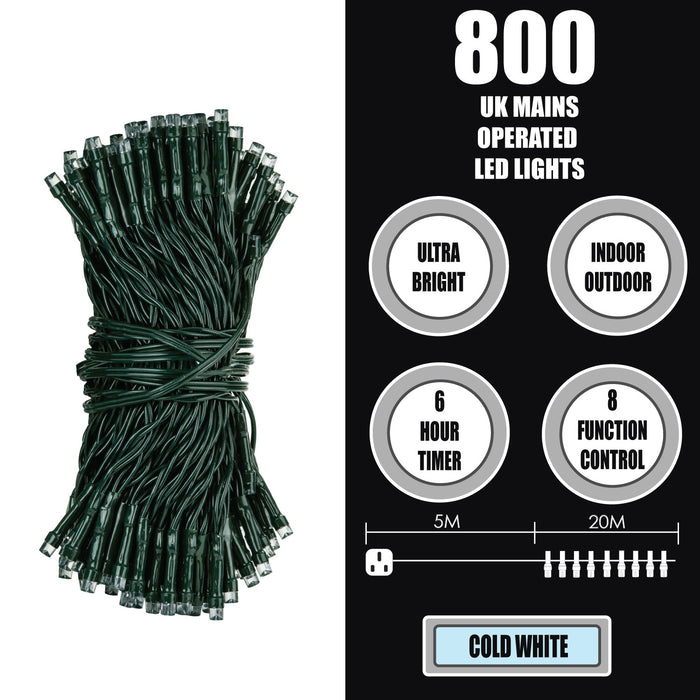 Christmas Lights 800 LED 20m Xmas Tree - Fairy Cool