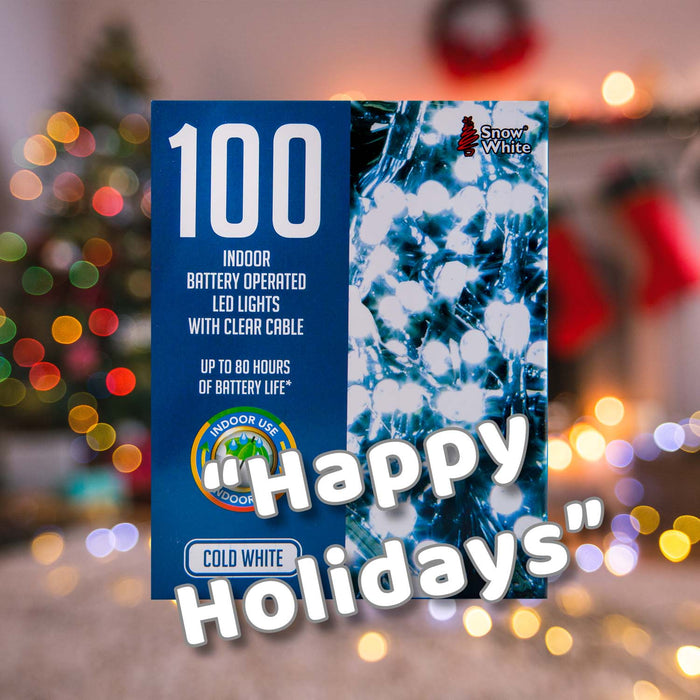 Christmas Cold White String Lights 100 Bulbs 8m - 50cm Lead X 1