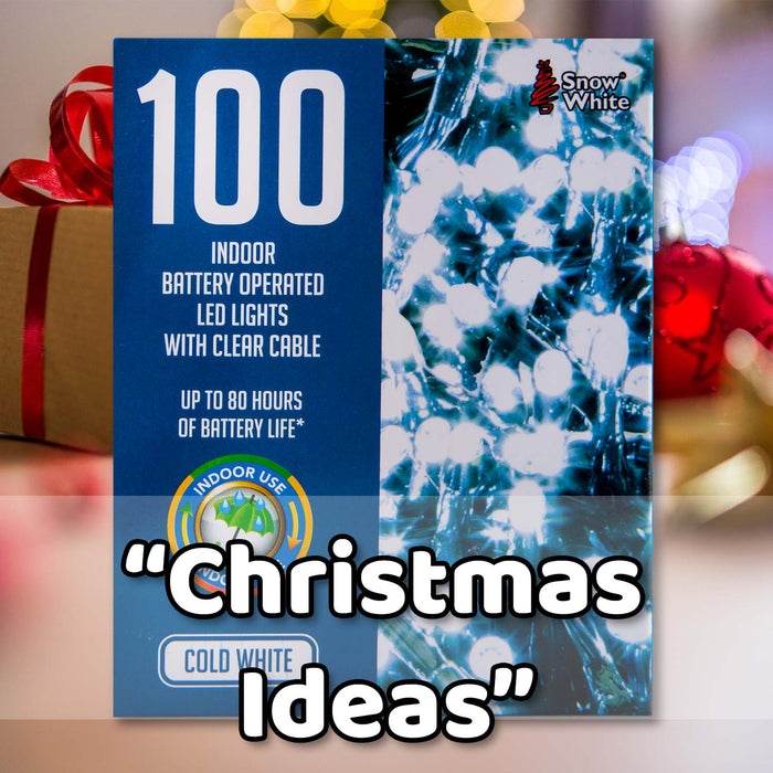 Christmas Cold White String Lights 100 Bulbs 8m - 50cm Lead X 1
