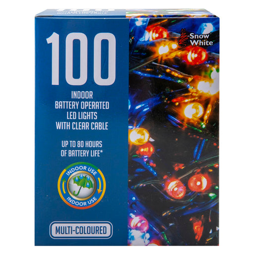 Christmas Red White String Lights 100 Bulbs 10m x 1cm Multicolour X 1