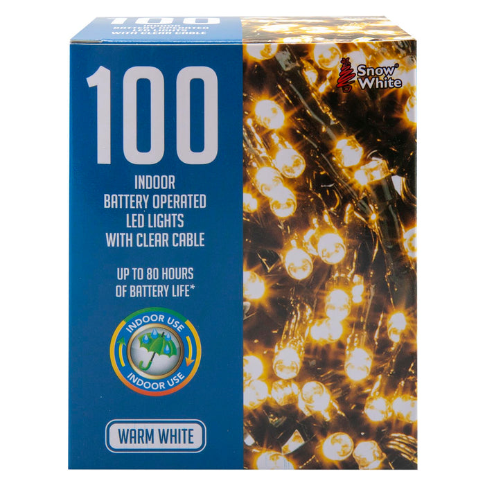 Christmas Warm White String Lights 100 Bulbs 8m - 50cm Lead X 1