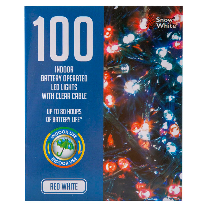 Christmas Cold White and Red String Lights 100 Bulbs 8m 50cm Lead X 1
