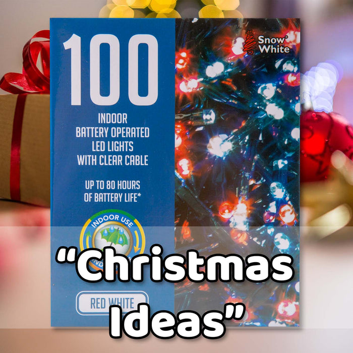 Christmas Cold White and Red String Lights 100 Bulbs 8m 50cm Lead X 1
