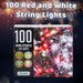 Christmas Red and White String Lights 100 Bulbs 8m - 50cm Lead X 1