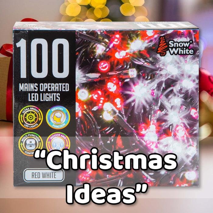 Christmas Red and White String Lights 100 Bulbs 8m - 50cm Lead X 1
