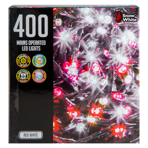 Christmas Red White String Lights 400 Bulbs 12m x 1cm Multicolour X 1