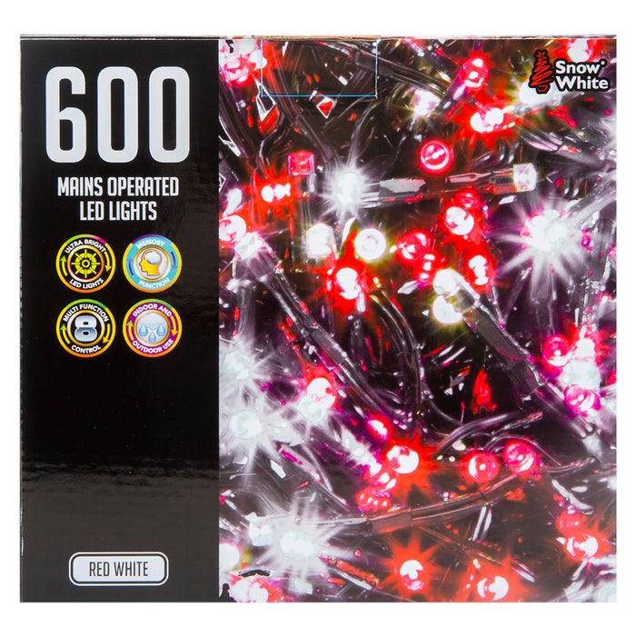 Christmas Red White String Lights 600 Bulbs 18m x 1cm Multicolour X 1