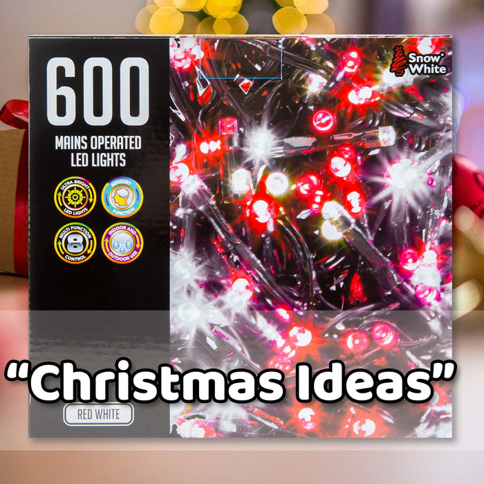 Christmas Red White String Lights 600 Bulbs 18m x 1cm Multicolour X 1