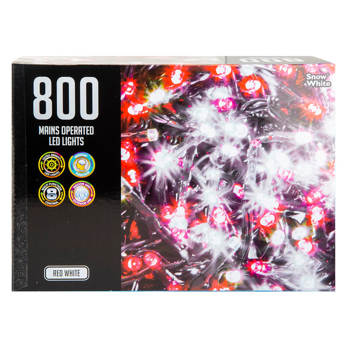 Christmas Red White String Lights 800 Bulbs 20m x 1cm Multicolour X 1