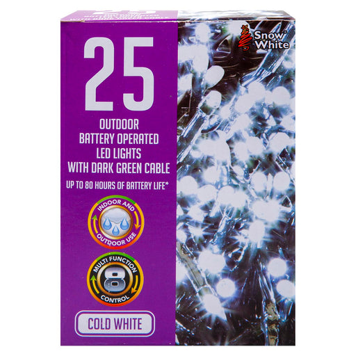 Christmas Cold White String Lights 25 Bulbs 2m - 50cm Lead X 1