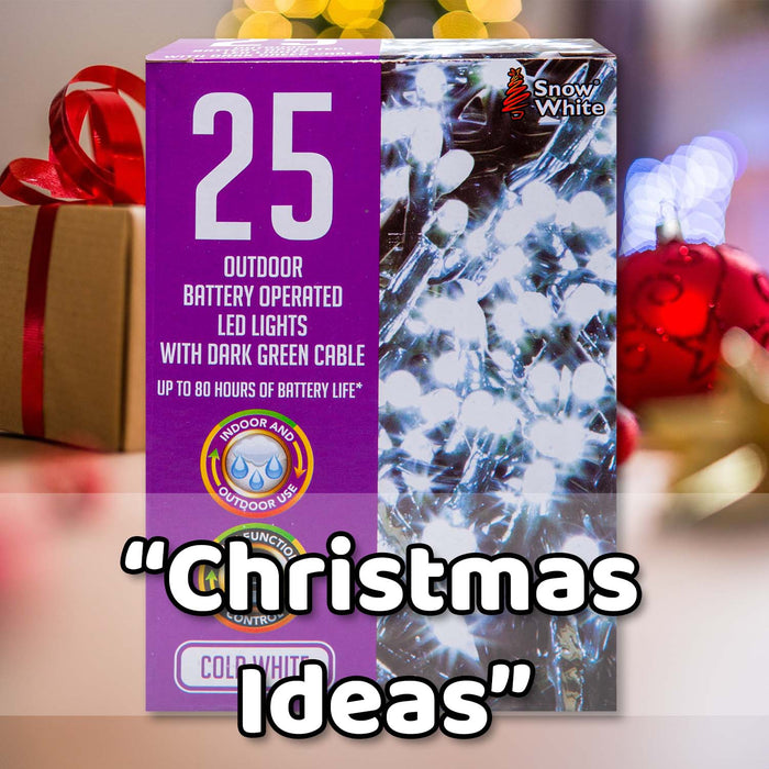 Christmas Cold White String Lights 25 Bulbs 2m - 50cm Lead X 1