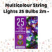 Christmas Multicolour String Lights 25 Bulbs 2m - 50cm Lead X 1