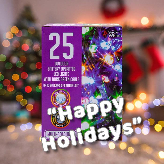 Christmas Multicolour String Lights 25 Bulbs 2m - 50cm Lead X 1