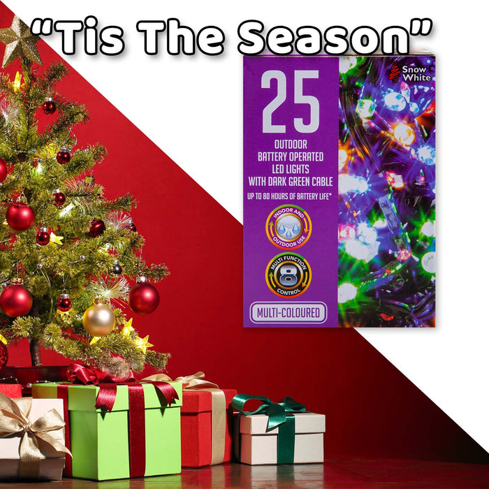 Christmas Multicolour String Lights 25 Bulbs 2m - 50cm Lead X 1