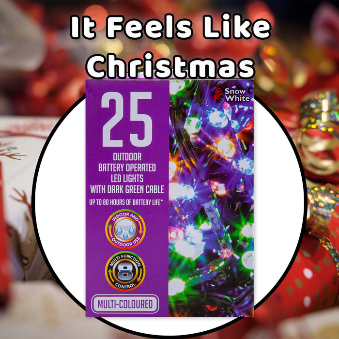 Christmas Multicolour String Lights 25 Bulbs 2m - 50cm Lead X 1