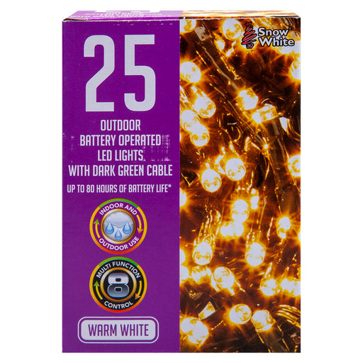 Christmas Warm White String Lights 25 Bulbs 2m - 50cm Lead X 1