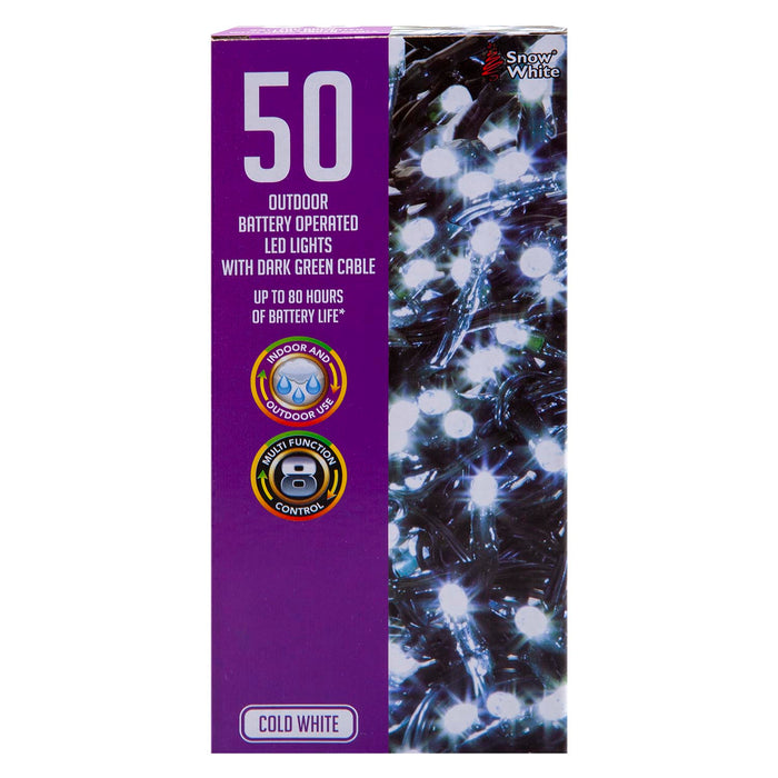Christmas Cold White String Lights 50 Bulbs 5m - 30cm Lead X 1