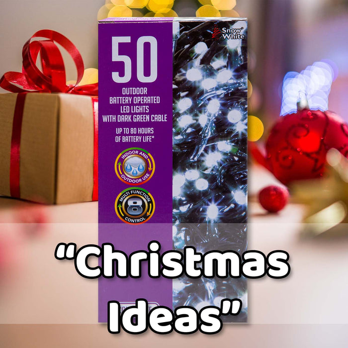 Christmas Cold White String Lights 50 Bulbs 5m - 30cm Lead X 1