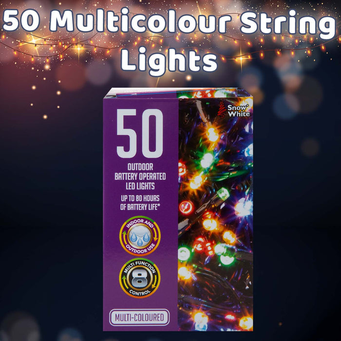 Christmas Multicolour Bulbs String Lights 50 Bulbs 5m - 30cm Lead X 1