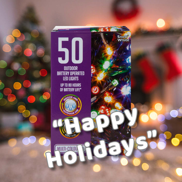 Christmas Multicolour Bulbs String Lights 50 Bulbs 5m - 30cm Lead X 1