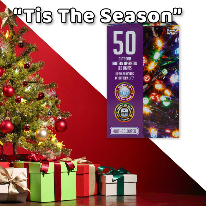 Christmas Multicolour Bulbs String Lights 50 Bulbs 5m - 30cm Lead X 1