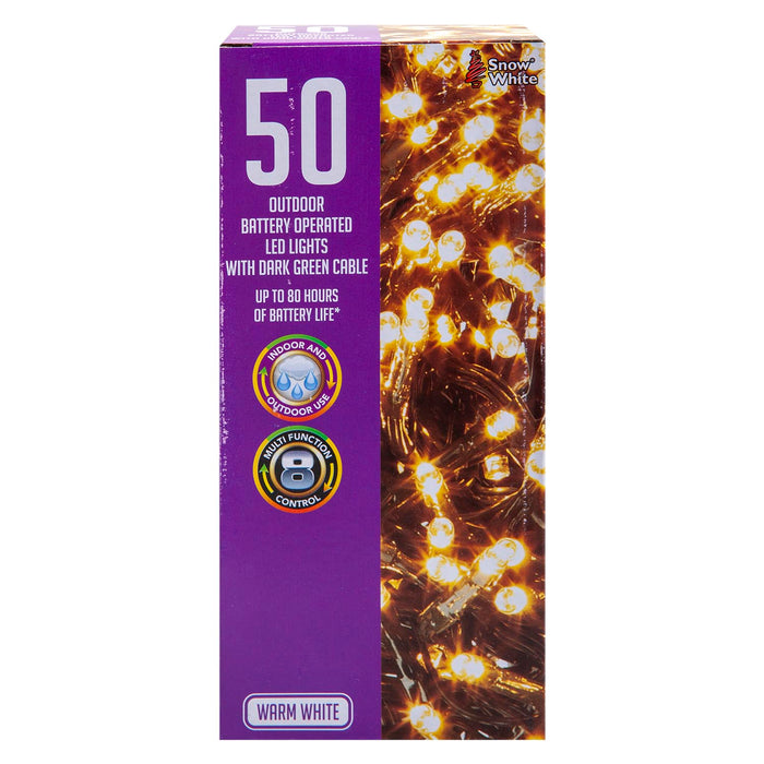 Christmas Warm White String Lights 50 Bulbs 5m - 30cm Lead X 1