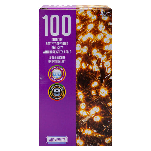 Christmas Warm White String Lights 100 Bulbs 8m - 50cm Lead X 1