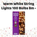 Christmas Warm White String Lights 100 Bulbs 8m - 50cm Lead X 1