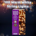 Christmas Warm White String Lights 100 Bulbs 8m - 50cm Lead X 1